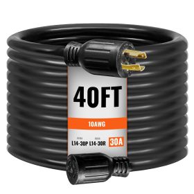 VEVOR 30 Amp Generator Cord and Power Inlet Box Kit, 40 FT, NEMA L14-30P/L14-30R STW 10 AWG Generator Power Extension Cord with Twist Lock Connector