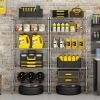 5 Tier Rectangular Metal Storage Rack Silver Gray Heavy Duty Carbon Steel Shelving Unit Adjustable Freestanding Organizer for Kitchen Garage Pantry Ba