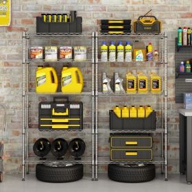 5 Tier Rectangular Metal Storage Rack Silver Gray Heavy Duty Carbon Steel Shelving Unit Adjustable Freestanding Organizer for Kitchen Garage Pantry Ba