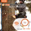 VEVOR 16mm Steel Core Flipline, 10ft(3m) Arborist Flipline for Tree Climbing with Alloy Steel Snap Hook & Aluminum Alloy Carabiner