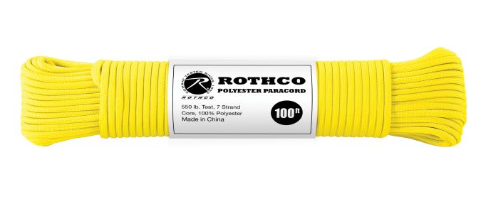 Rothco 550lb Type III Polyester Paracord (Color: Safety Yellow, size: 100')