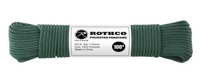 Rothco 550lb Type III Polyester Paracord (Color: Hunter Green, size: 100')