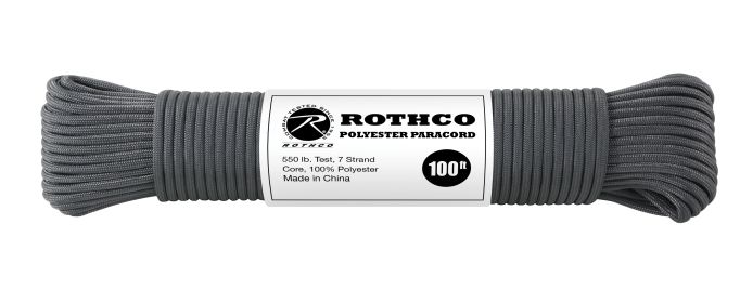 Rothco 550lb Type III Polyester Paracord (Color: Charcoal Grey, size: 100')