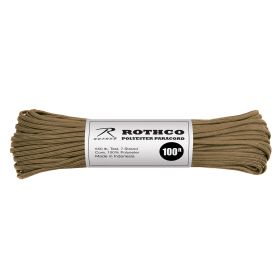 Rothco 550lb Type III Polyester Paracord (Color: Coyote Brown, size: 100')
