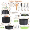 16Pcs Camping Cooking Ware Set Camping Stove Cookware Kit Aluminum Pot Pan Kettle Set with Bowls Knife Fork Spoon Carabiner Spatula Cutting Board