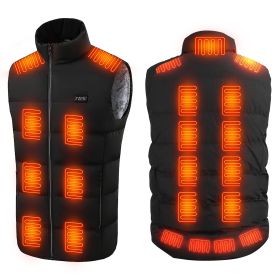 Heated Vest for Men/Women, USB Powered with 23 Heating Zones, Machine Washable (Color: Black, size: large)