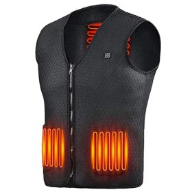Heat Jacket Vest 3 Heating Gear Adjustable USB Heated Vest Warm Heat Coat Vest w/ 5 Heating Zones For Men Women Winter Outdoor Activity (Color: Black, size: 3XL)
