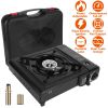 3300W Portable Camping Stove Butane Canister Dual Fuel Burner Piezo Electric Ignition Single Burner with Automatic Tank Ejection Overpressure Cut