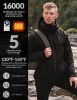 Heated Jacket, Ski Jacket Coat, With 12V/16000mAh Battery Pack, 5 Areas Heating Thicken Men Winter Coat