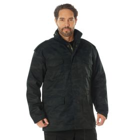 Rothco M-65 Field Jacket (Color: Midnight Black Camo, size: L)