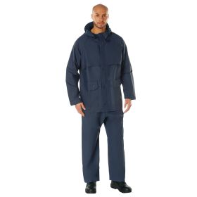 Rothco 2 Piece Microlite PVC Rainsuit (Color: Navy Blue, size: S)
